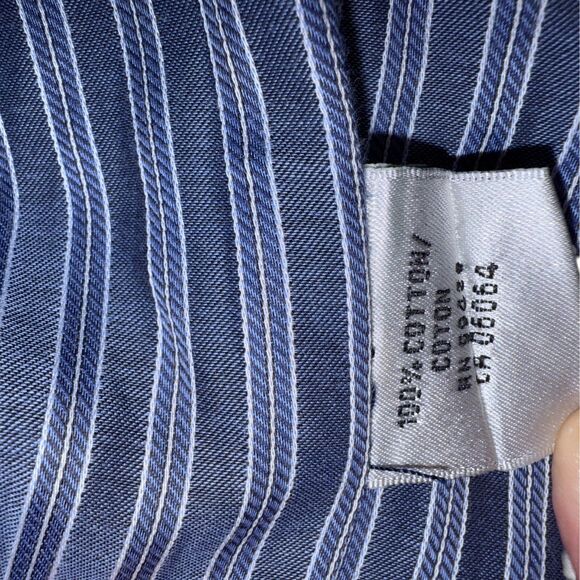 EUC Bugatchi Men's Button-Up Shirt - Blue Striped, Long Sleeve Size M, 100% Ctn - Picture 5 of 7